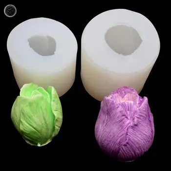 3D Tulip Vela do Molde Artesanal DIY Flor de Silicone Sabão Molde de Bolo de Chocolate do Molde Molde de Silicone Sabão Formas fabricação de Sabão Suprimentos