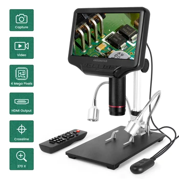 4MP UHD 270X Zoom Digital HDMI Microscópio de 7 polegadas Ajustável Tela LCD de Vídeo USB Portátil Endoscópio para Telefone Reparação de Otoscópio