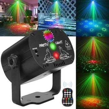 60 Padrões de Mini RGB Fase do DIODO emissor de Luz de Controle Remoto DJ Projetor Laser Strobe Lâmpada Recarregável USB Festa de Natal de Luzes em Casa