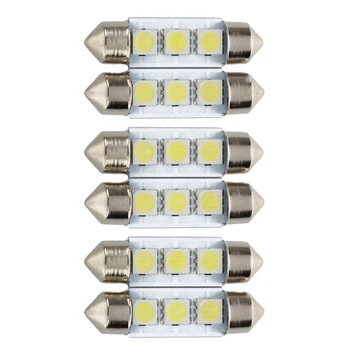 6X C5W 3 LED SMD 5050 36Mm Xenon Lâmpada Branca Placa de Transporte Festões de Abóbada do Teto Lâmpada Luz de Carro