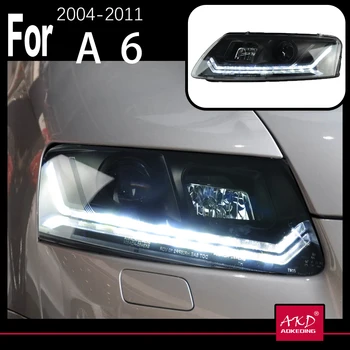 AKD Modelo de Carro Lâmpada de Cabeça para A6 Faróis 2004-2011 A6 Farol do DIODO C5 C6 Sinal de volta DRL Bi Xenon Projetor de Auto Acessórios