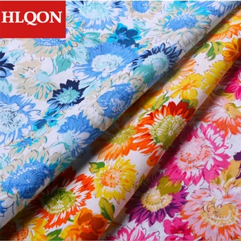 Alta qualidade 100% algodão impresso sateen girassol tecido utilizado para Quilting de costura vestido de roupa das mulheres de saia chapéu por 100x150cm