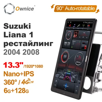 Android 10.0 Ownice auto-Rádio 1din para Suzuki Liana 1 2004 2008 Car Auto de Áudio e Vídeo De 13,3 Polegadas 1920*1080 360 4G LTE Carga Rápida