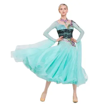 B-16238 Nova Dança de Salão Concurso de Vestidos de Mulheres de hortelã Padrão Salão de baile Vestido de Senhoras da Valsa, Flamenco Fase de Desgaste de Desempenho