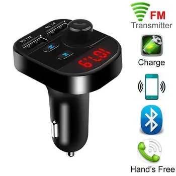 Bluetooth 5.0 bluetooth Car Kit Transmissor FM sem Fio Receptor de Áudio Dual USB, Carregador, Bluetooth, Aux Leitor de MP3 do Carro Adaptador