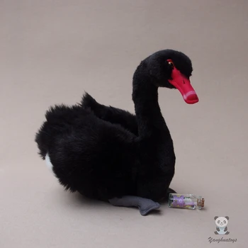Bonito Cisne Negro Boneca de Pelúcia de Simulação de Animais para Crianças, Presentes de Aniversário Decoração Raro