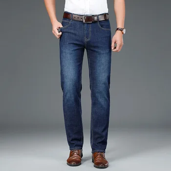 BROWON Verão de Calças de 2022 Novos Homens Fino Negócio de Comprimento Total Jeans Homens Meados de Reta Solta Cor Sólida Respirável Calças Casuais