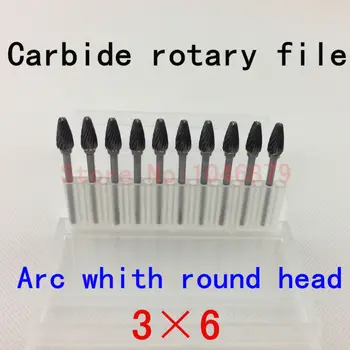 Carboneto de rotary arquivo, liga o rotary arquivo, o chefe do arco redondo, de 10 de carregamento / caixa, F-tipo 3 * 6