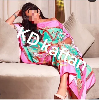 Causal Boêmio Midddle Oriente Dubai Verão De Seda Kaftan Maxi Cas Tradicionais Das Mulheres Muçulmanas Ramadã BouBou Manto Vestidos