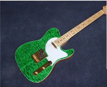cor verde topo de maple e de volta de uma guitarra elétrica , alta qulity fábrica Chinesa de guitarra elétrica , alguns onde frete grátis