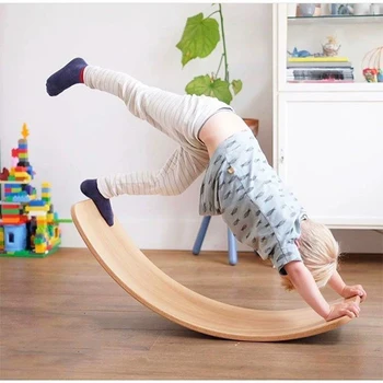 Crianças de madeira gangorra inteligente conselho de integração sensorial exercício de treinamento de equilíbrio prática de yoga flexão prancha de brinquedos educativos