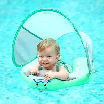 Crianças de Natação de Bebê Anéis com Dossel de Nadar com um Anel de Sombra de Sol Sem Inflável para Bebê, Acessórios de Natação Mergulho Flutuante Anel