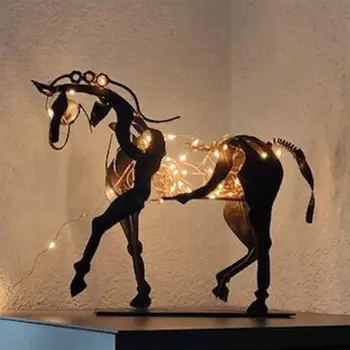 Decoração de casa de Metal Cavalo Escultura Adonis tridimensional Office Ornamentos Vintage ambiente de Trabalho Aberto Resumo de Natal M7f5
