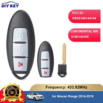 DIYKEY para Nissan Rouge 2014 2015 2016 2017 2018 3Buttons Controle Remoto Inteligente Chave do Carro S180144105 433.92 MHz 4A Chip