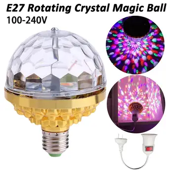 E27 Rotação de Bola Mágica Luzes RGB Mini Projeção Club Discoteca com Projector de Terceiros Bola Mágica Interior DJ Lâmpada de Luz LED Efeito W6D5