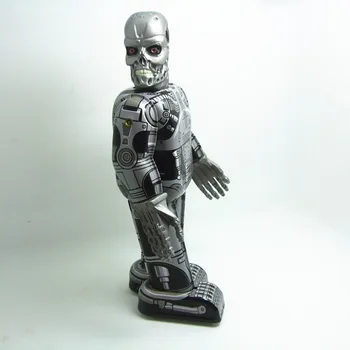 [Engraçado] coleção Clássica Retro Mecânica do Vento Metal Pé de Lata terminator robô brinquedo brinquedos Mecânicos crianças de presente de natal