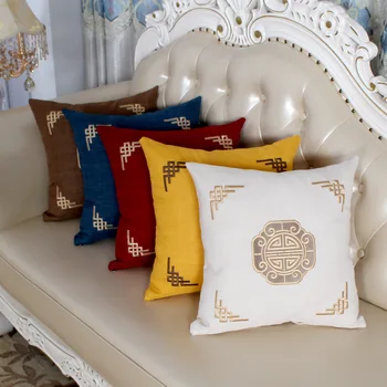 Estilo europeu almofada de linho bordado fronha de casa estilo retrô clássico dom travesseiro almofada de sofá fronha de almofada de terno