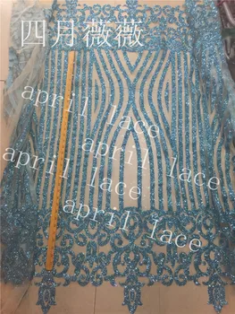 estoque ap2054 # 5 metros do lago azul sexy melhor qualidade de impressão de mão colei glitter líquido de tule de malha de açúcar laço de tecido para corte do vestido