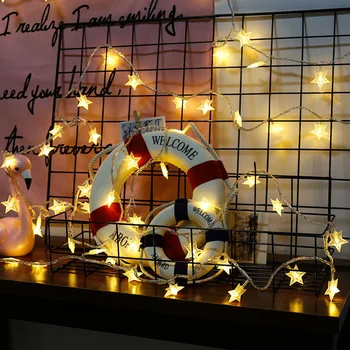 Estrela de cinco Pontas Luzes LED Strip Cortina de Lâmpada Cadeia de Bateria Powered Luzes de Natal Festivo Ambiente Decorativo Decorativo