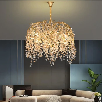 Francês ramo de cristal sala de estar lustre vivenda de luxo, quarto, sala de jantar projeto de luminária personalizada arte Cristal de iluminação