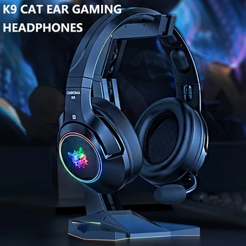 Gato Orelha Jogos Fones de ouvido sem Fio K9 Demônio Versão Com Microfone RGB Luminoso Celular Computador Redução de Ruído de Fone de ouvido Led Lâmpada