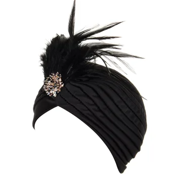 Gatsby Turbante Chapéu Vintage da década de 1920 quebra Cabeça da Malha Plissada Turbante 20s Pac