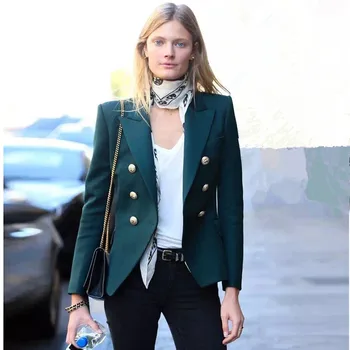 Grife de alta qualidade botões de mulheres casacos de Novo 2018 moda double breasted blazers casaco Chique OL coats S455