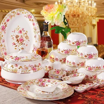 guci Jingdezhen de cerâmica de louça de porcelana 56 osso, a china estabeleceu presentes porcelana casamento jantar coreano pratos de jantar de l'