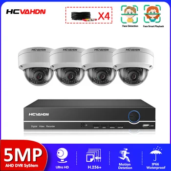 HCVAHDN 4CH 6 em 1 5MP 4MP AHD DVR Híbrido Apoio do Gravador de Vídeo 4/5MP AHD Câmera de 5MP Câmera do IP do CCTV Sistema da Segurança Home Kit