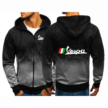 Homens de 2022 Vespa Impressão de Logotipo Personalizado, Confortável e Casual Harajuku Gradiente de Cor Hoodies Gradiente Homem Jaquetas com Zíper