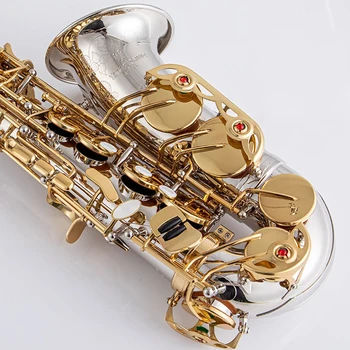 Japão WO37 1 :1 tipo de chave Saxofone Alto prata Chave de Ouro branco coppe Profissional de Alto Sax Com o Caso Bocal frete grátis
