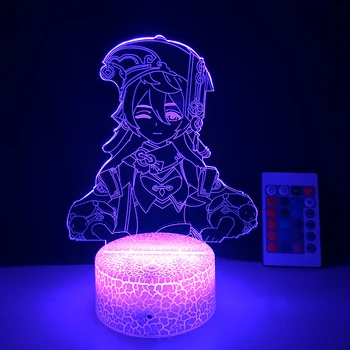 Jogo Genshin Impacto 3D da Noite do DIODO emissor de Luz Yanfei Figura Para Crianças Quarto Decer Criança Presente de Aniversário Colorido Touch USB Lâmpada da Tabela