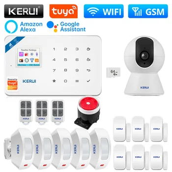 KERUI W181 WIFI, GSM 6 Línguas Comutável Controle Remoto de Segurança de Casa de Sirene Detecção de Movimento Tuya Inteligente Sistema de Alarme