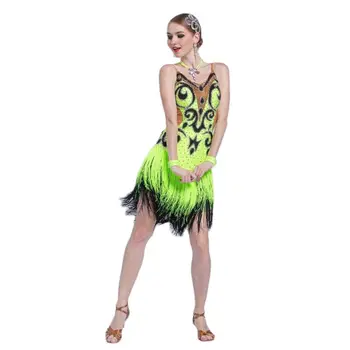 L-17110 Novo Estilo Adulto Vestido De Dança Latina Traje, De Borla Vestido De Dança Latina De Mulheres Para Concurso