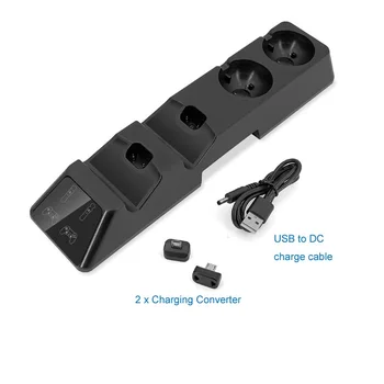 LED Indicador 4-em-1 USB Dock Station Suporte Carregador + 2 de Carregamento do Conversor de Titular para PS4/Slim/Pro/PS Move Controlador sem Fio
