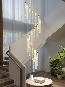Luxo bolha de cristal de lustre Moderno da escada lustre moderna e Simples, duplex prédio sala Quarto Led linha longa da lâmpada