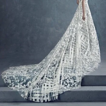 Luxo Pena Beading Bordado em Tecido Pano de Vestido de Noiva Guarnição da Fita DIY de Costura, Borda do Laço