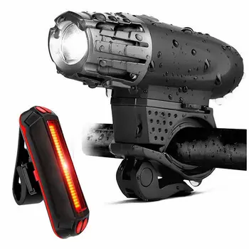 Luzes da bicicleta Bicicleta Luzes Dianteira E Traseira USB Recarregável Moto Conjunto de Luz Brilhante Super Frente E Traseira Lanterna de LED Farol T