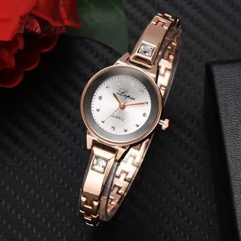 Lvpai Marca de Topo de Mulheres Relógios de Moda de Rosa do Bracelete de Ouro, Relógios de Quartzo cristal de rocha Vestido das Senhoras Relógio de Pulseira de Montre Femme