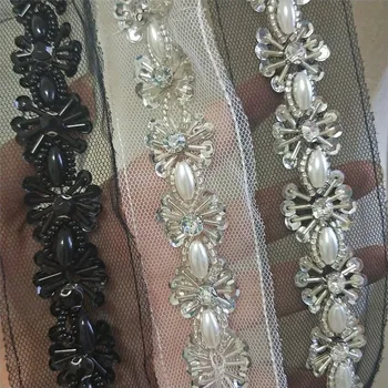 Manual de unhas de talão de roupas de colarinho feito a mão frisada lace trim vestido de desgaste das crianças do vestido de noiva laço da tiara, cinto de DIY acessórios