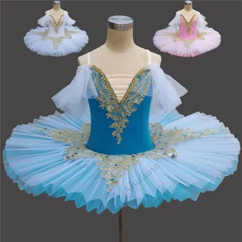 Meninas Profissional De Ballet Tutu Vestido Cor-De-Rosa Azul Branco Lago Dos Cisnes Bailarina Panqueca Tutu Adultos, As Crianças Ballet Vestido De Traje De Dança D065