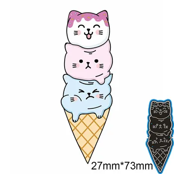 Metal Morre Três Gatos sorvete para 2020 Novos Estênceis DIY Papel de Scrapbooking, Cartões de Nova Artesanato Artesanato Decoração 27*73mm