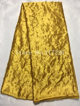 moda Africana George Tecido de Renda com contas JRB-30941 de Alta Qualidade frisado Africana de Tule Tecido de Renda Para a moda vestido