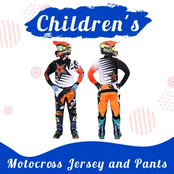 Motocross Jersey e Calça crianças de motos roupas de Jovens racing suit Fora de estrada, BMX Enduro de Combinação Crianças Kits 20/22/24/26/28