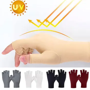 Mulheres De Meia Dedos Luvas De Verão Respirável Fino Semi-Dedo De Luva De Dirigir Novo Sólido Protetor Solar Anti-Uv Luva Sem Dedos Venda Quente