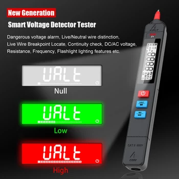 Multímetro Digital Smart Pen Tester Detector de Tensão CC CA Capacitância de Ohm NCV Hz de Diodo, Continuidade Medidor para Eletricista Supplie