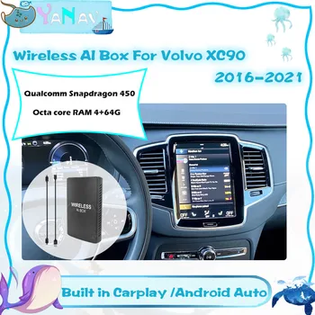 O Android Mini sem Fio AI de Caixa Para a Volvo XC90 2016-2021 Qualcomm 450 Carro Smart Caixa de Plug and Play do Google, Netflix Vídeo com Carplay