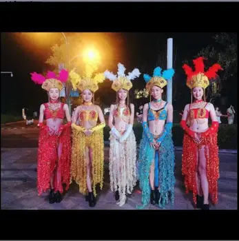 O Carnaval De Dança Pena Trajes Mulheres Estágio Terno