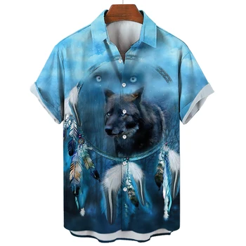 O verão masculino de manga Curta T-shirt Animal de Neve Lobo Original de Impressão 3d Tees dos Homens de Moda Sociais Camisa Tops de grandes dimensões Y2k Roupas