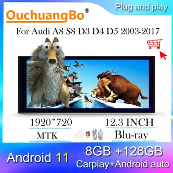 Ouchuangbo Carro Multimídia de Rádio Para Audi A8 S8 D3 D4 D5 2003 2017 Android 11 estéreo GPS Navi wifi android tudo em um
